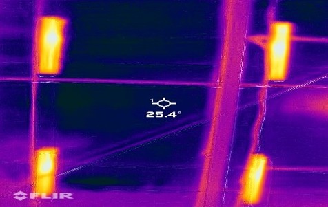 IS遮熱シートの施工前と施工後のサーモグラフィーによる温度の比較
